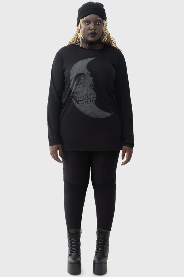 Killstar Long Sleeves Women Lunar Crescent Long Sleeve Top