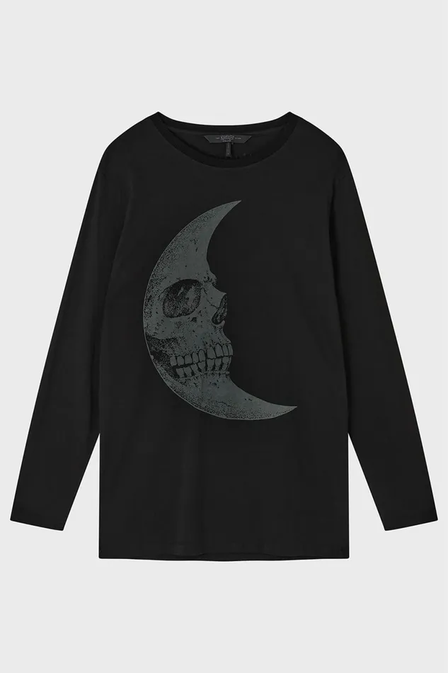 Killstar Long Sleeves Women Lunar Crescent Long Sleeve Top