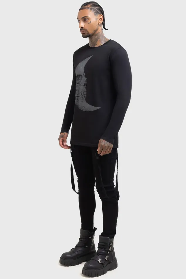 Killstar Long Sleeves Women Lunar Crescent Long Sleeve Top