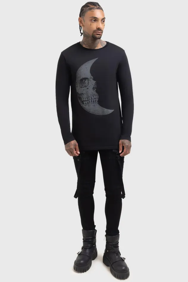 Killstar Long Sleeves Women Lunar Crescent Long Sleeve Top