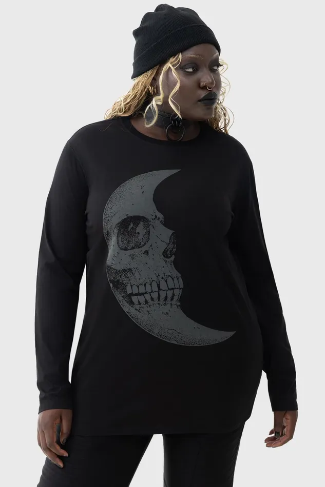Killstar Long Sleeves Women Lunar Crescent Long Sleeve Top