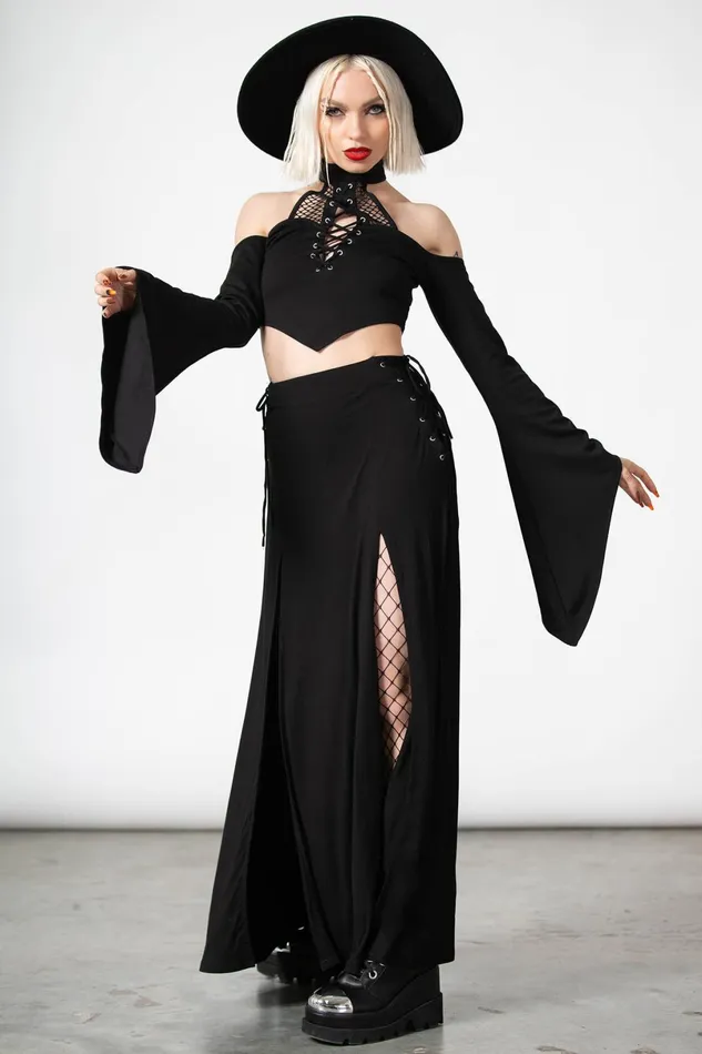 Killstar Long Sleeves Women Maidenhead Cold Shoulder Top