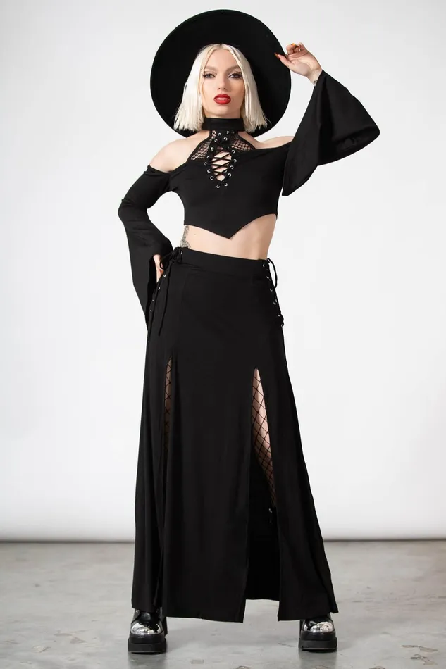 Killstar Long Sleeves Women Maidenhead Cold Shoulder Top