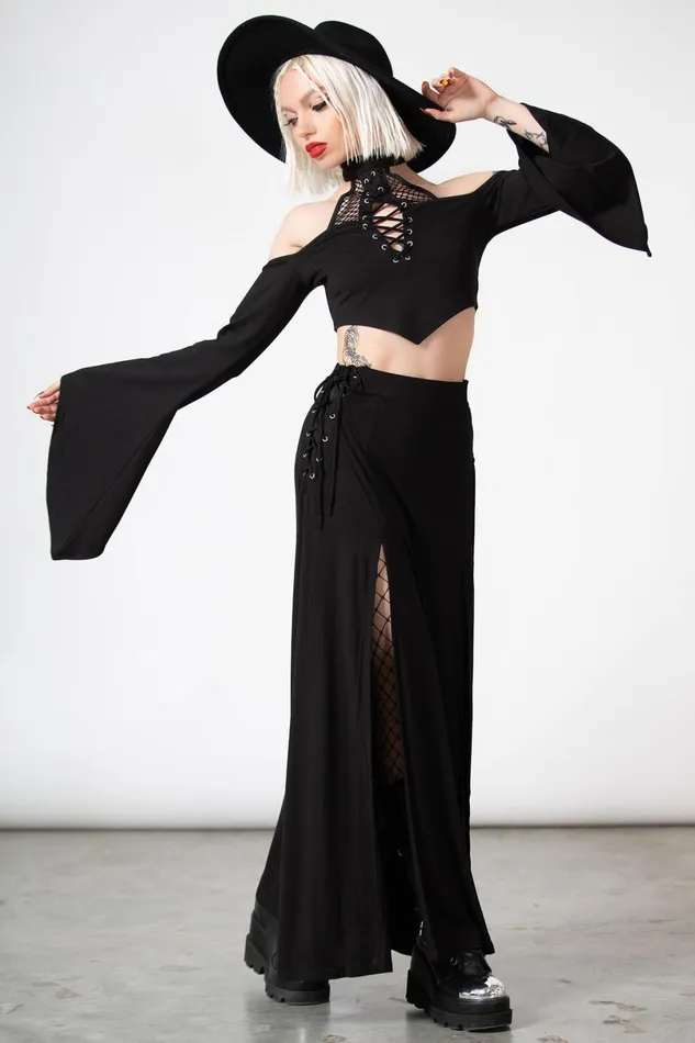 Killstar Long Sleeves Women Maidenhead Cold Shoulder Top