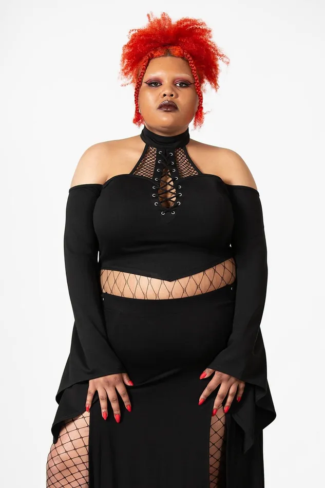 Killstar Long Sleeves Women Maidenhead Cold Shoulder Top