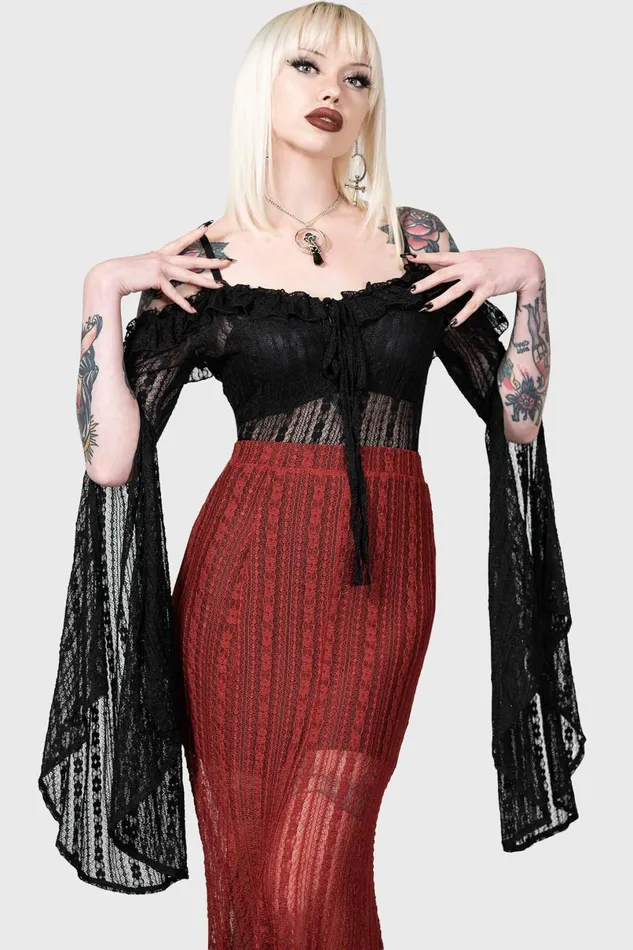 Killstar Long Sleeves Women Melisanda Bardot Top