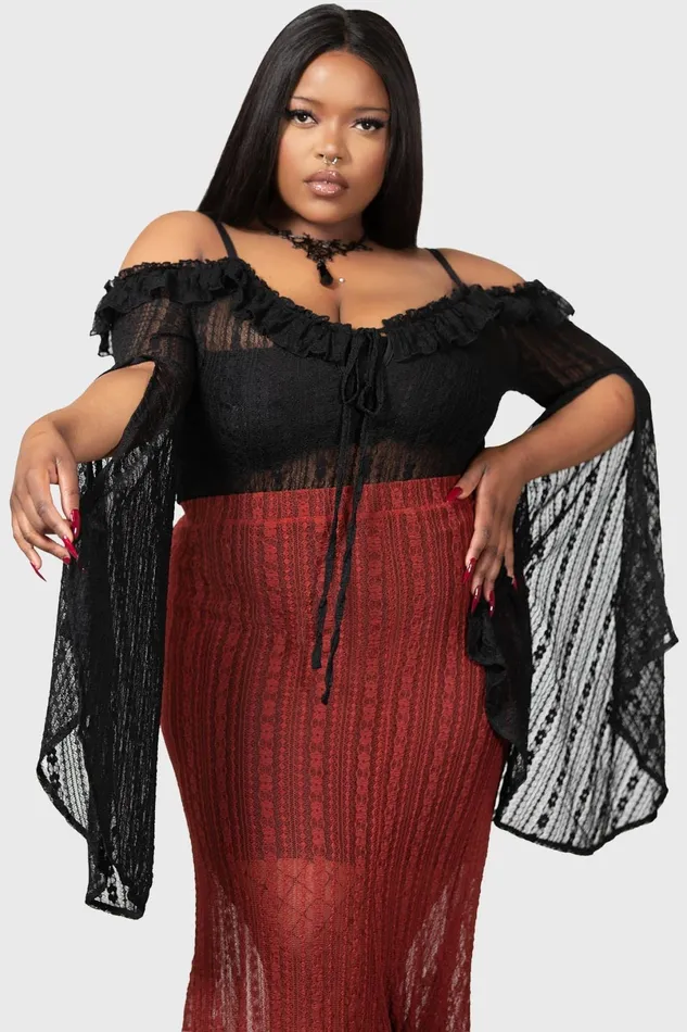 Killstar Long Sleeves Women Melisanda Bardot Top