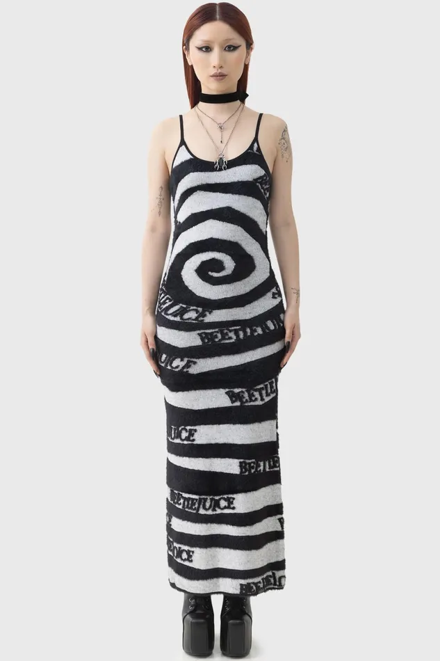 Killstar Maxi Women Vertigo Spiral Knitted Maxi Dress