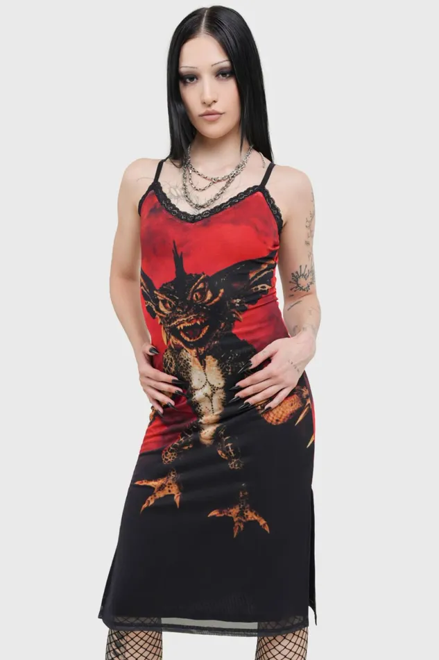Killstar Midi Women Gremlin Mohawk Mesh Midi Dress