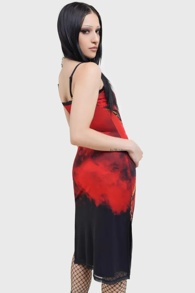 Killstar Midi Women Gremlin Mohawk Mesh Midi Dress