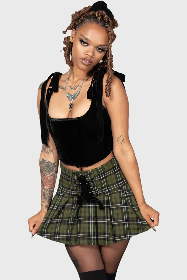 Killstar Mini Skirts Women Dark Canopy Pleated Skirt