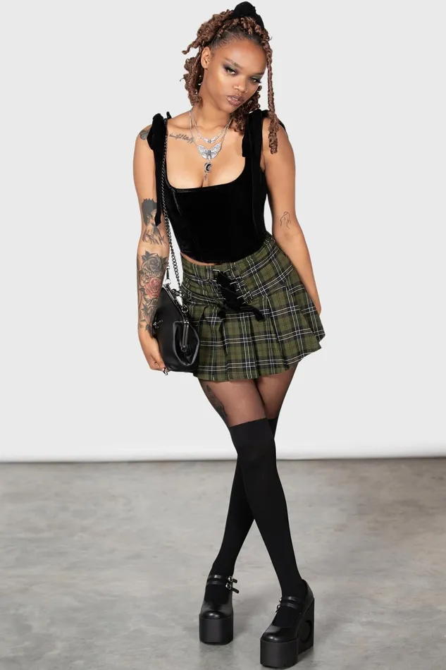 Killstar Mini Skirts Women Dark Canopy Pleated Skirt
