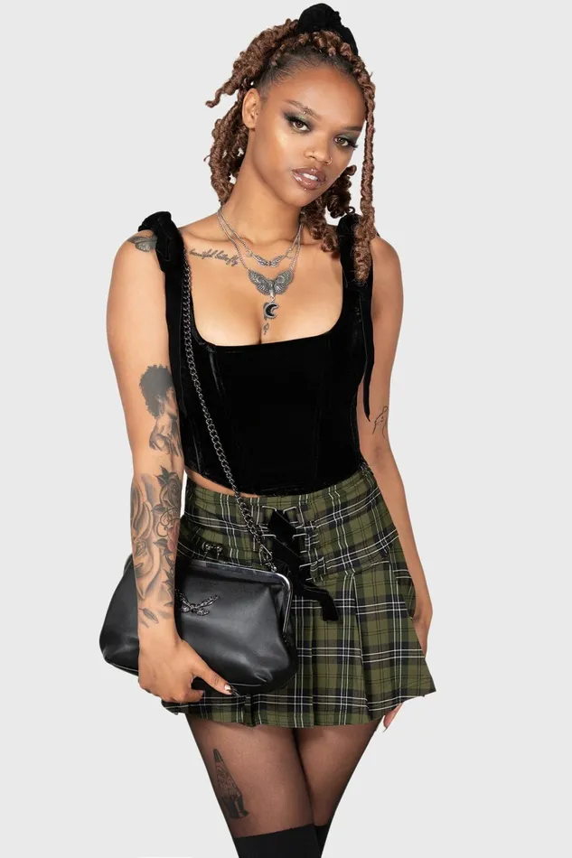 Killstar Mini Skirts Women Dark Canopy Pleated Skirt