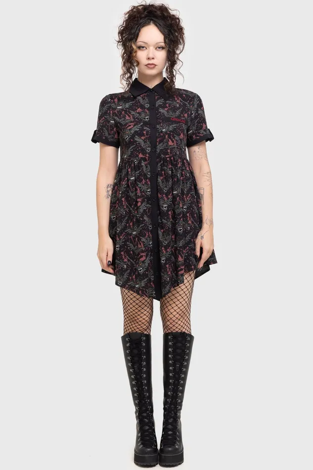 Killstar Mini Women The Gremlins Are Coming Shirt Dress
