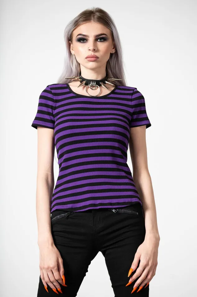 Killstar TShirts and Vests Women Blair Short Sleeve Top PURPLE
