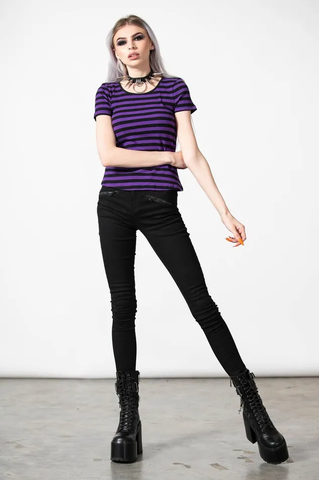Killstar TShirts and Vests Women Blair Short Sleeve Top PURPLE