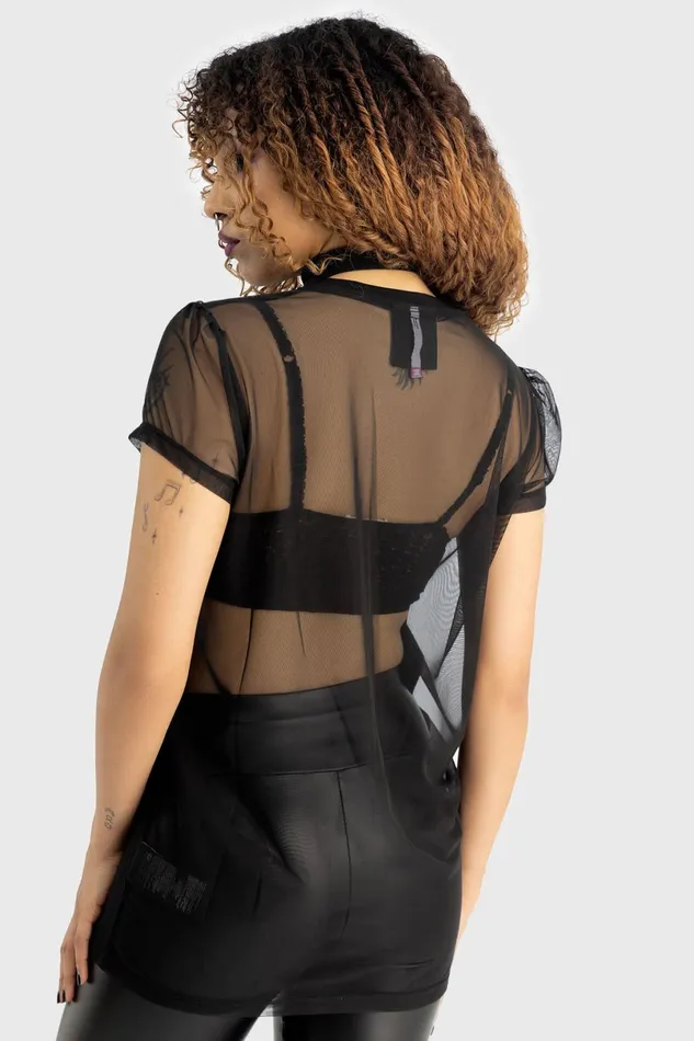 Killstar TShirts and Vests Women Ghoul Friends Sheer Combo Top