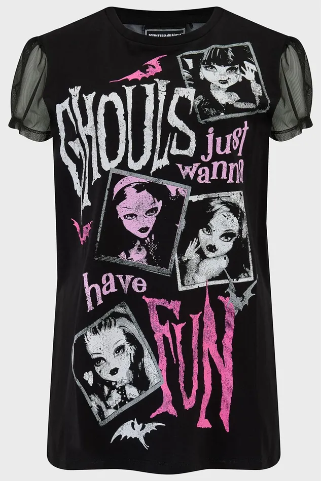 Killstar TShirts and Vests Women Ghoul Friends Sheer Combo Top