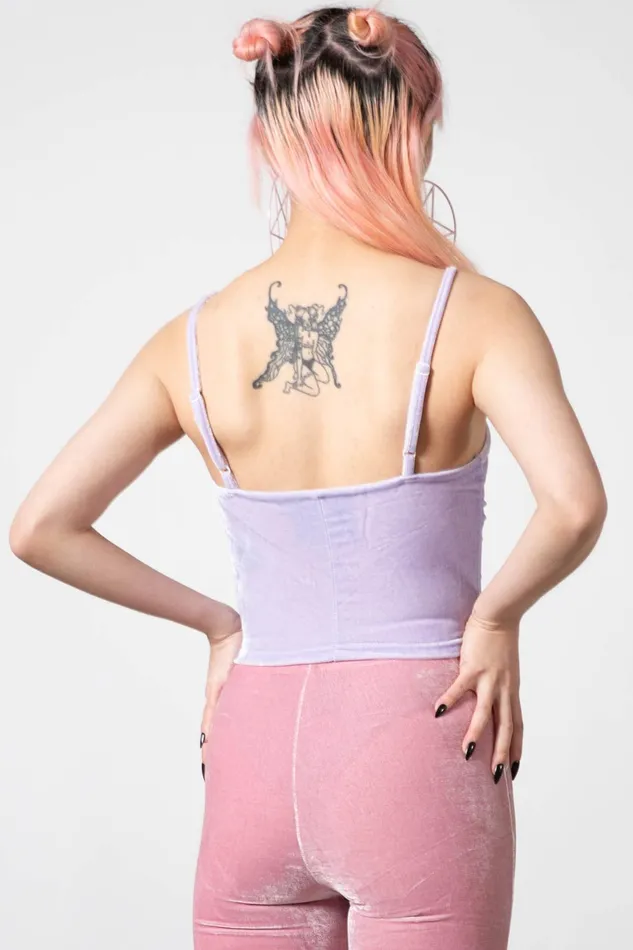 Killstar Velvet Women Lost In Sin Zip Top PASTEL LILAC