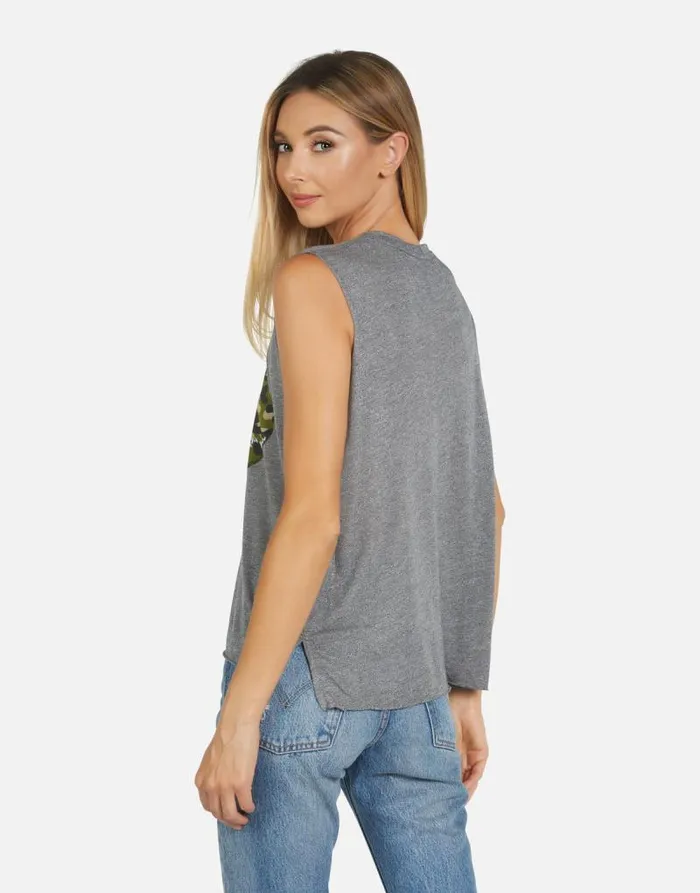 Kinzington Camo Lip Heather Grey Women Lauren Moshi Tanks