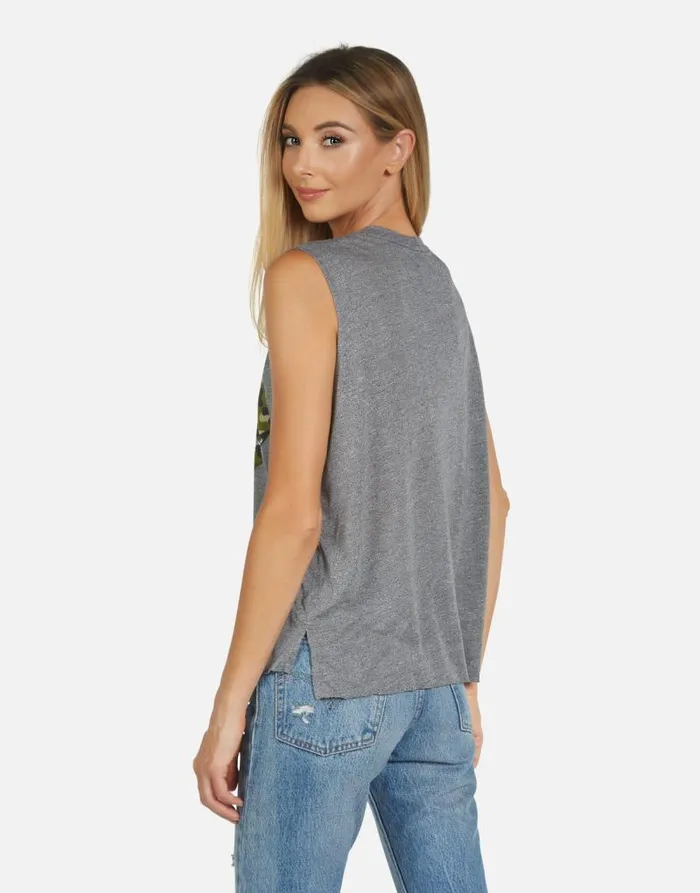 Kinzington Camo Lip Heather Grey Women Lauren Moshi Tanks