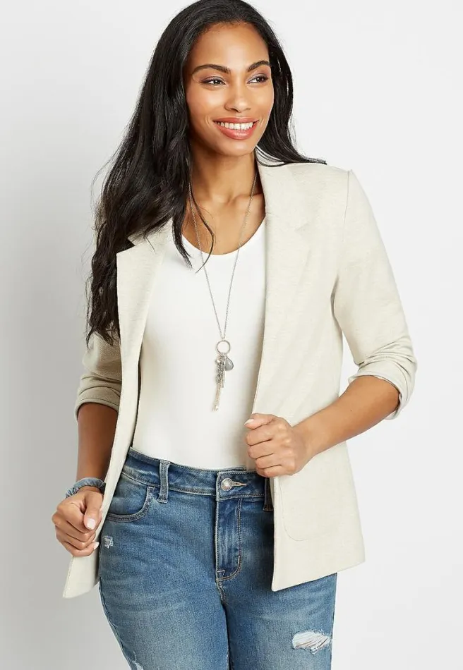 Knit Twill Boyfriend Blazer Women Maurices Tops