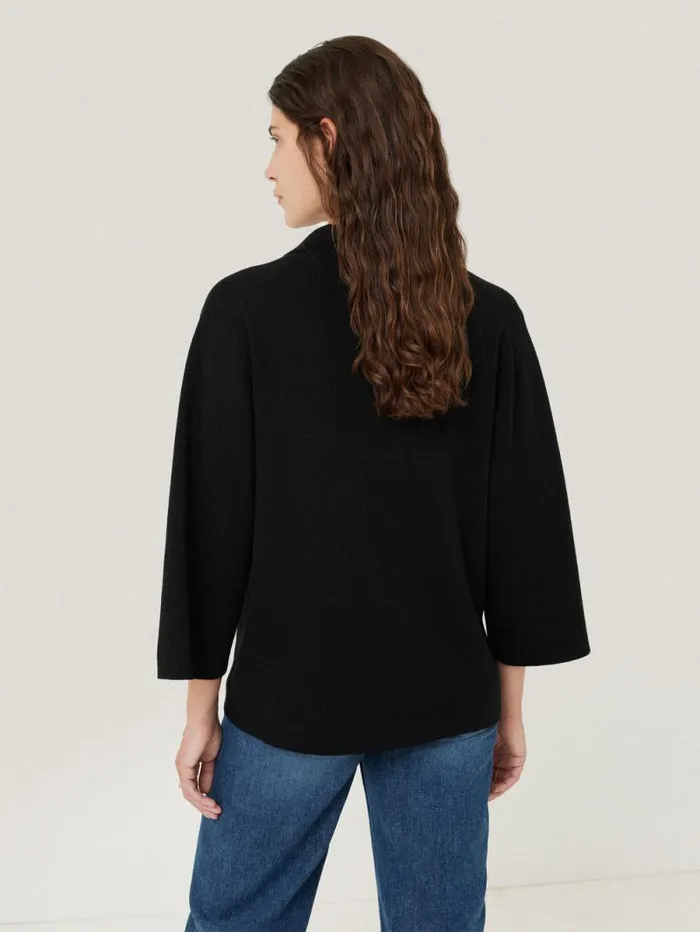 Knitted Kaftan Top Black Women Jigsaw Shirts and Tops