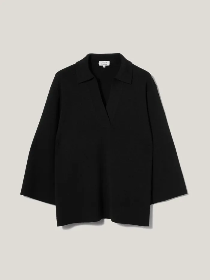 Knitted Kaftan Top Black Women Jigsaw Shirts and Tops