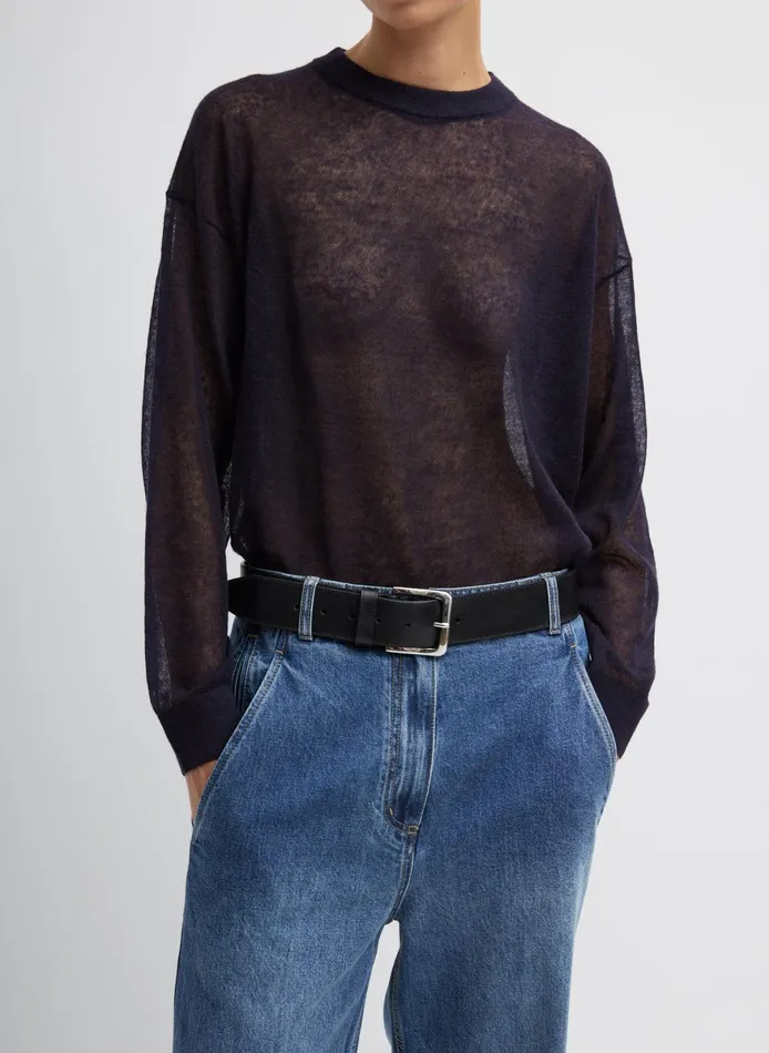 Knitwear and Sweatshirts Women Tibi Sheer Sweater Crewneck Easy Pullover