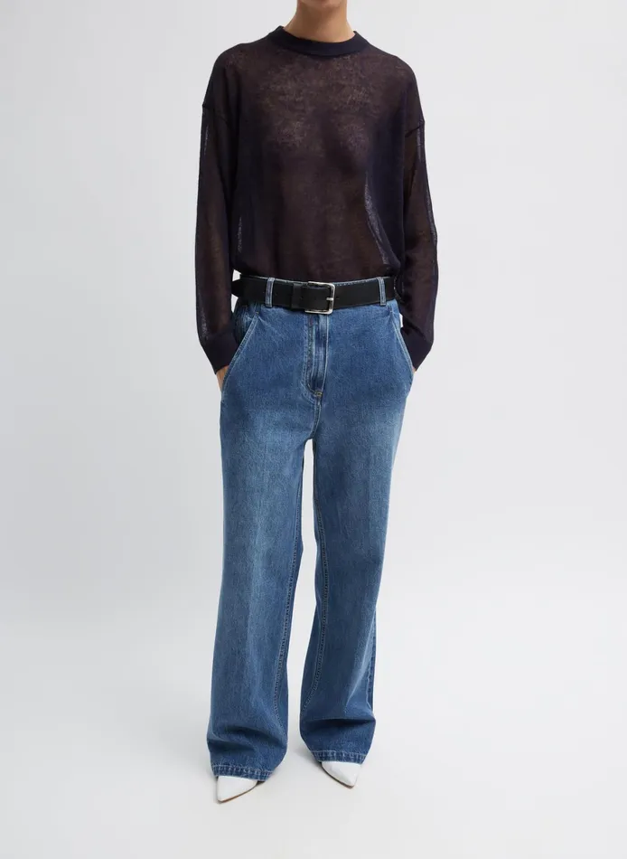 Knitwear and Sweatshirts Women Tibi Sheer Sweater Crewneck Easy Pullover