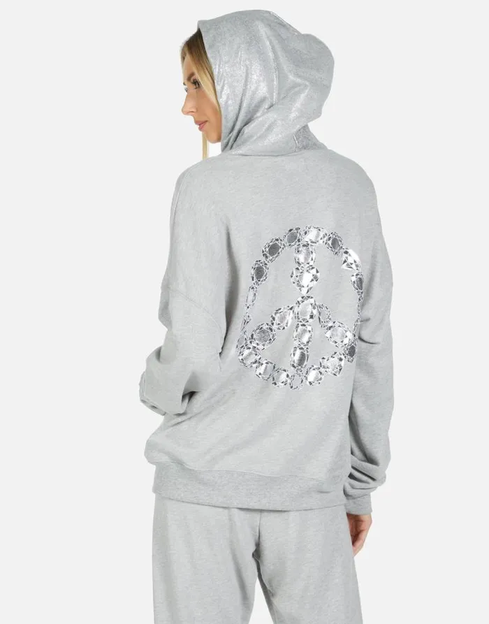 Koa Diamond Peace Heather Grey Women Lauren Moshi Hoodies