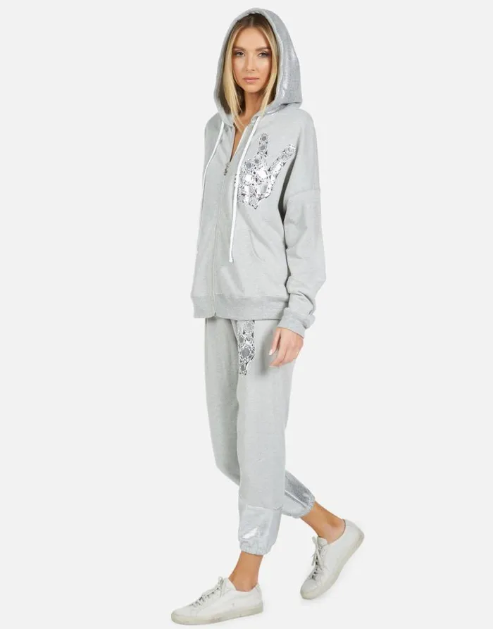 Koa Diamond Peace Heather Grey Women Lauren Moshi Hoodies