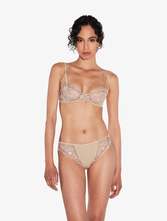 La Perla Balconette Bra In Halo And Ivory Nude With Embroidered Tulle Women Balconette