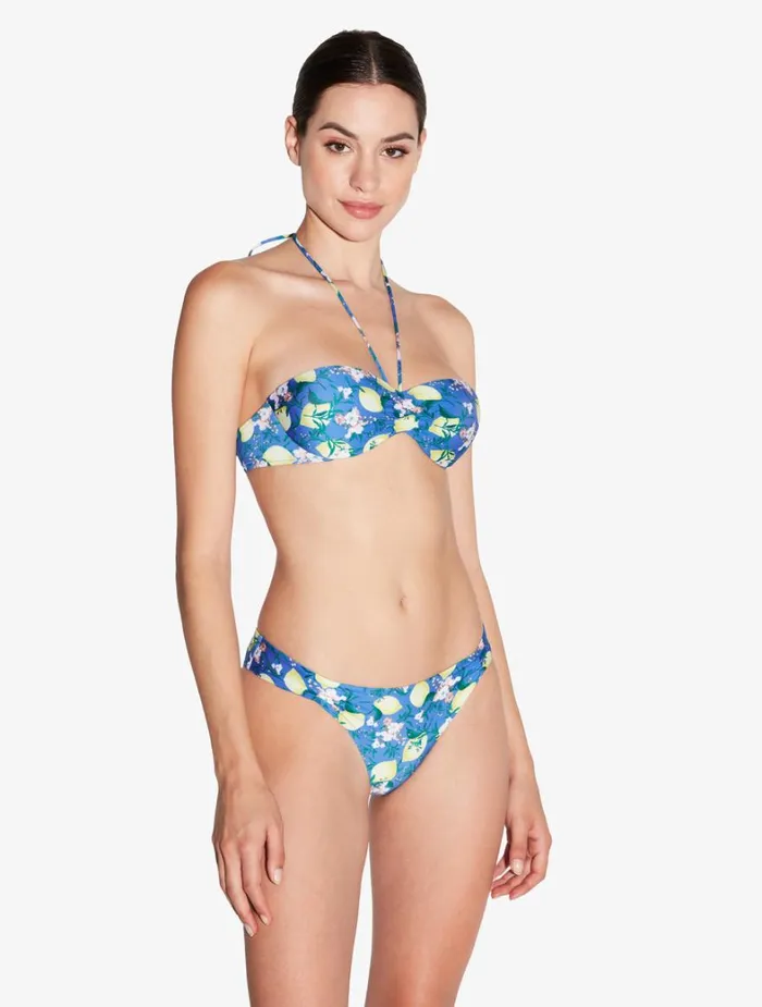 La Perla Blue Printed Bikini Brief With Pleat Detailing Women Bikinis