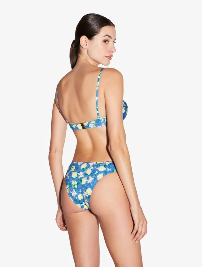 La Perla Blue Printed Bikini Brief With Pleat Detailing Women Bikinis