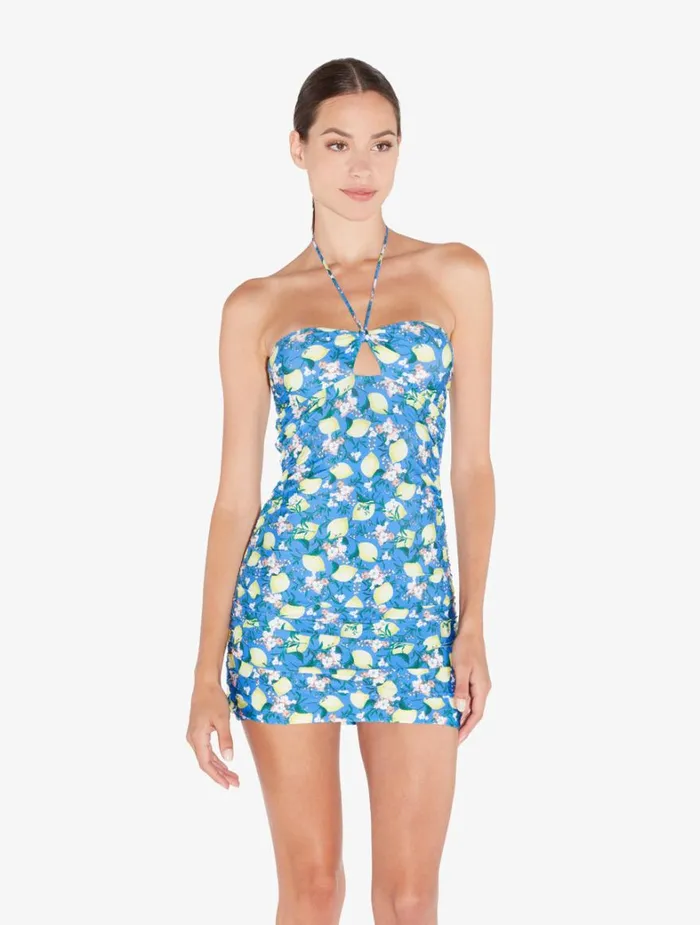La Perla Blue Printed Short Dress Women Beach Coverups