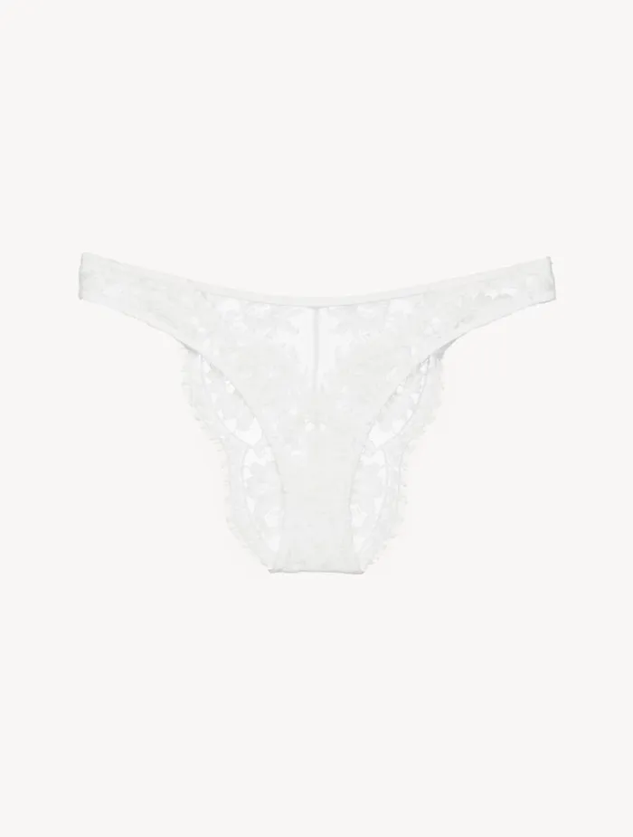La Perla Brazilian Brief In Off White With Cotton Leavers Lace Women Brazilian