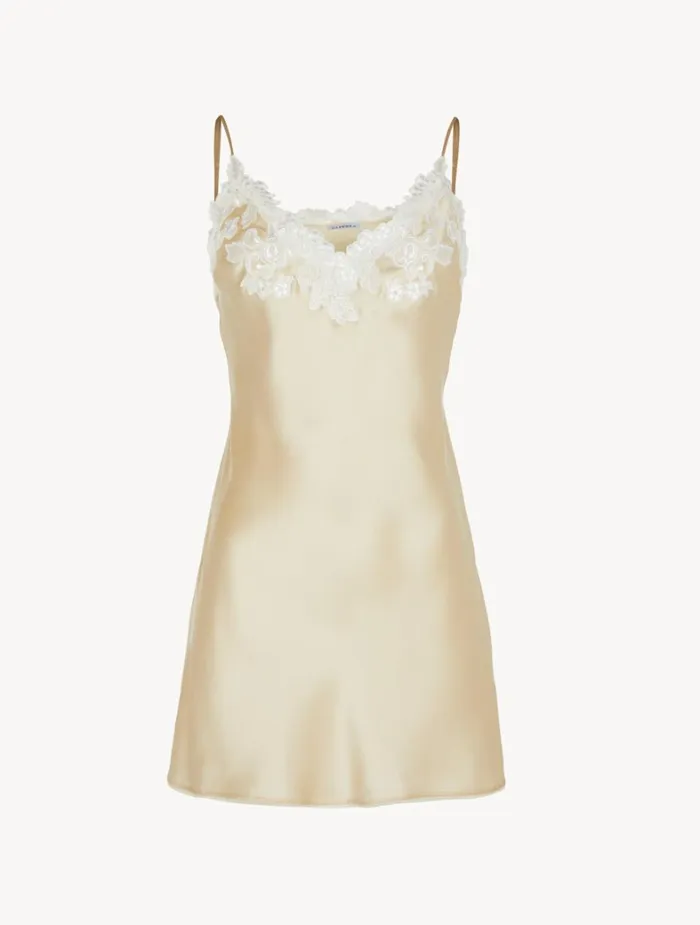 La Perla Halo Silk Slip Dress With Frastaglio Women Slips and Dresses