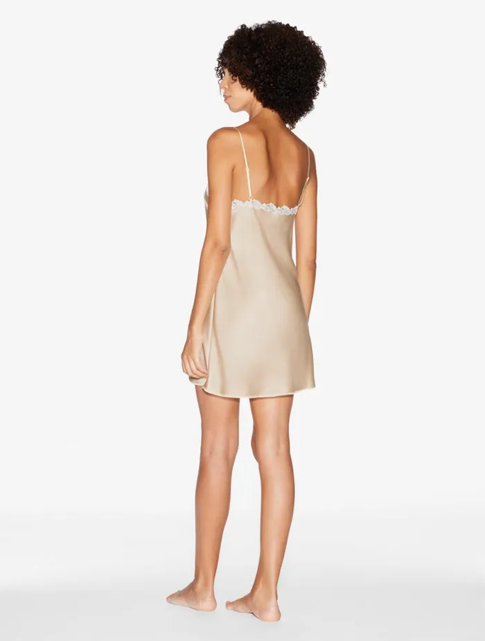 La Perla Halo Silk Slip Dress With Frastaglio Women Slips and Dresses