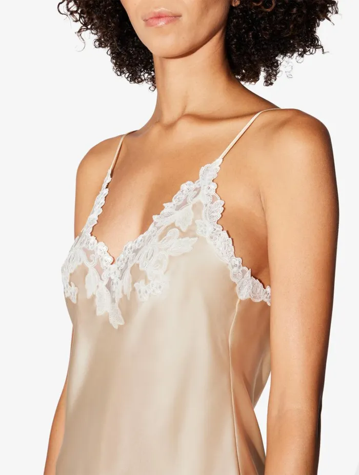 La Perla Halo Silk Slip Dress With Frastaglio Women Slips and Dresses