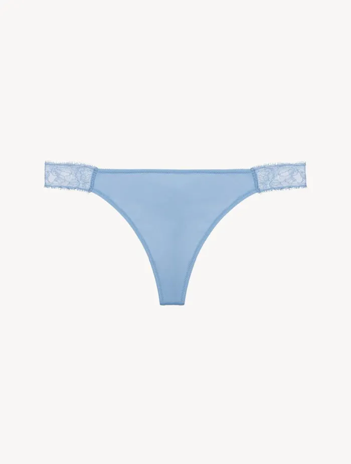 La Perla Lace Thong In Azure Women G String and Thong