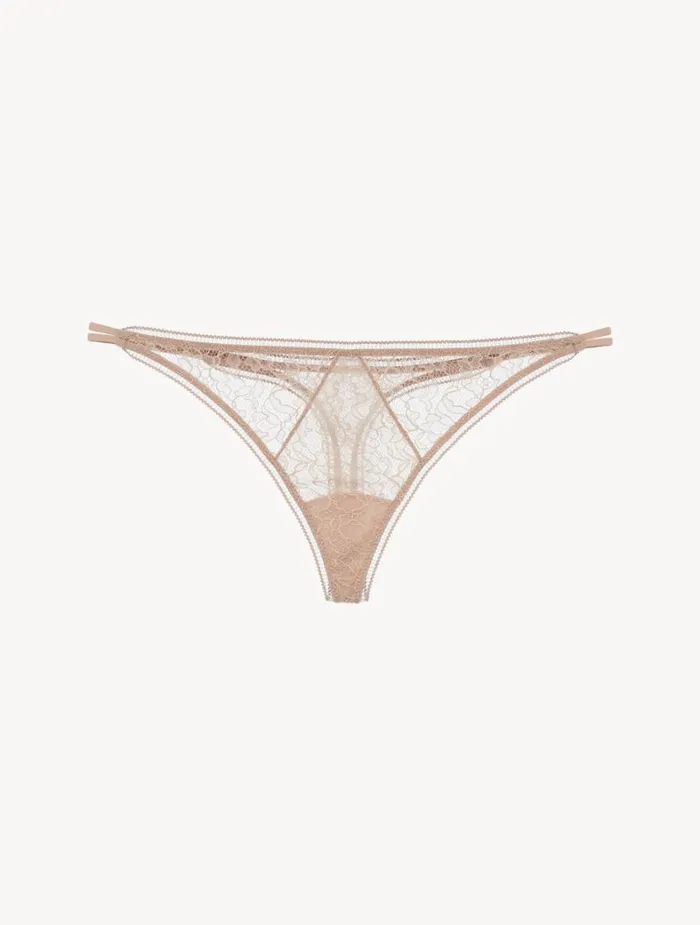 La Perla Lace Thong In Oak Blush Women G String and Thong