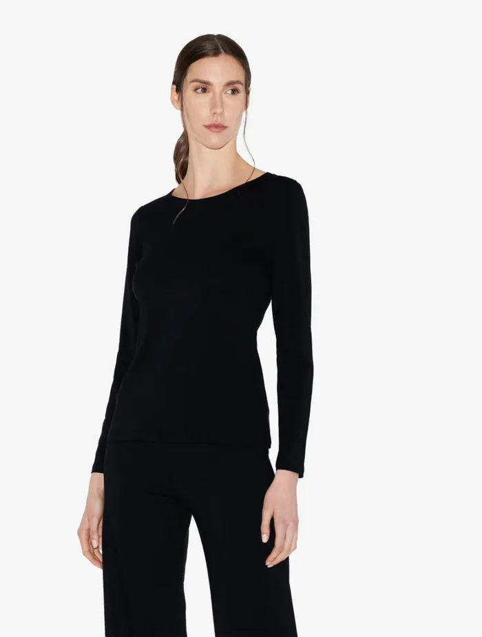 La Perla Luxury Cotton LongSleeved Top In Black Women Camisoles