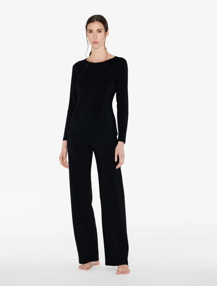 La Perla Luxury Cotton LongSleeved Top In Black Women Camisoles