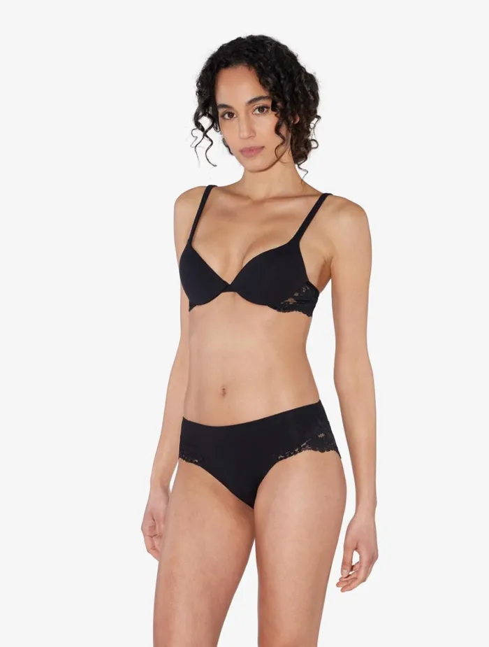 La Perla Luxury Cotton MidRise Panties In Black Women Midrise