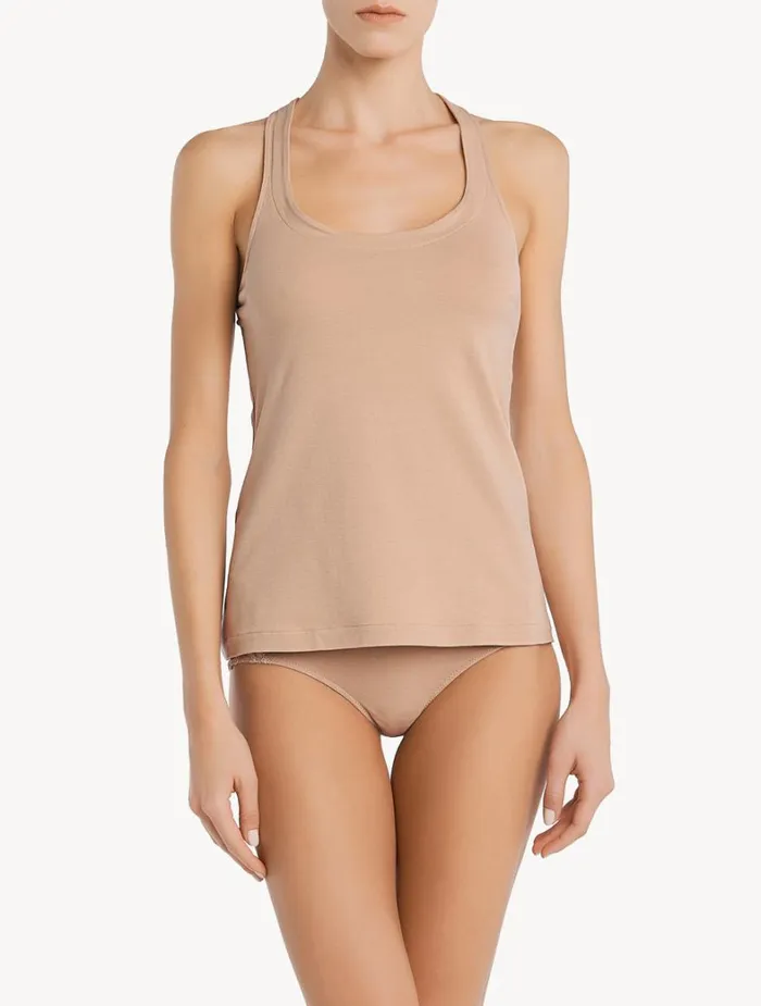 La Perla Luxury Cotton Night Shirt Vest Top In Nude Women Camisoles