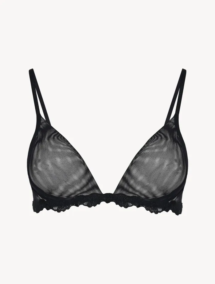 La Perla Luxury Sheer Stretch Tulle Triangle Bra In Black Women Triangle