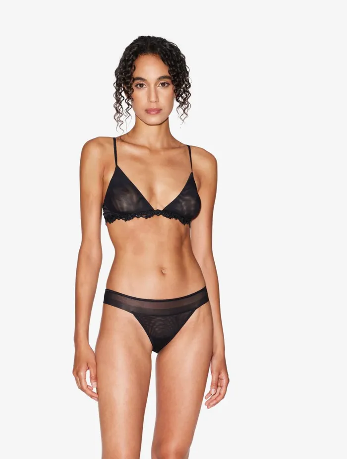 La Perla Luxury Sheer Stretch Tulle Triangle Bra In Black Women Triangle