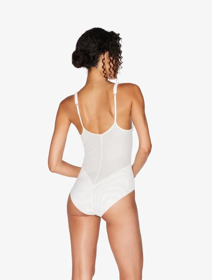 La Perla Luxury Stretch Tulle Bodysuit In OffWhite Women Bodysuits and Bustiers