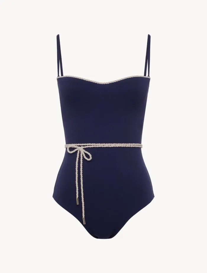La Perla Monogram Underwired Swimsuit In Navy Women OnePiece Bathing Suits